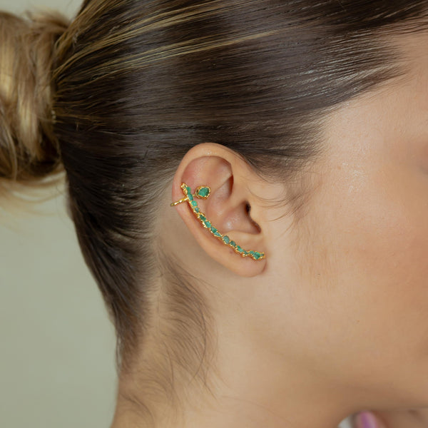 Raw Emerald Ear Cuff No Pierced