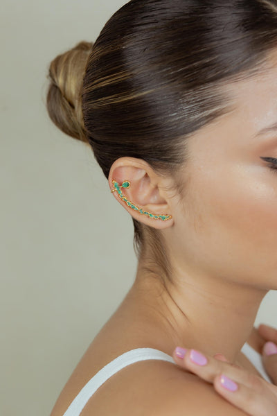 Raw Emerald Ear Cuff No Pierced