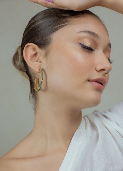 Emerald Hoop Earrings