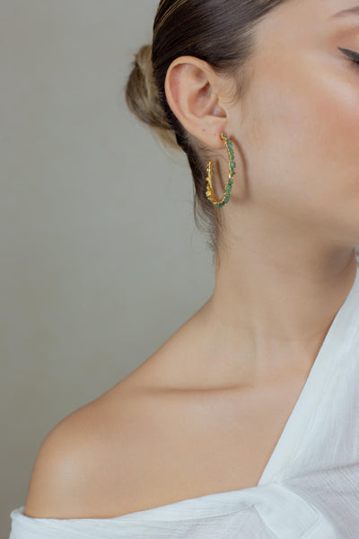 Emerald Hoop Earrings