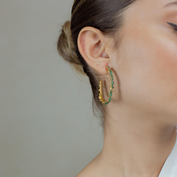 Emerald Hoop Earrings