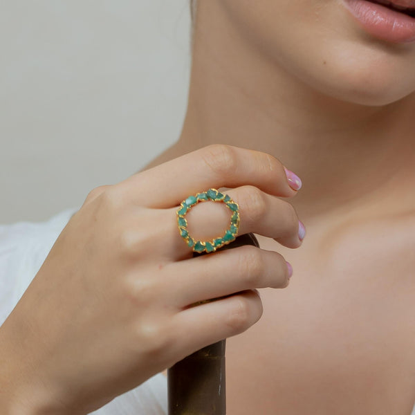 Circle Raw Emerald Ring