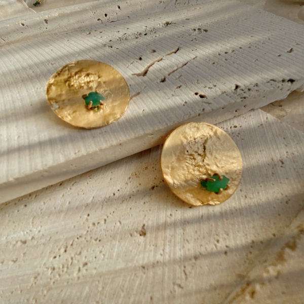 Reticulated Emerald Stud Earrings