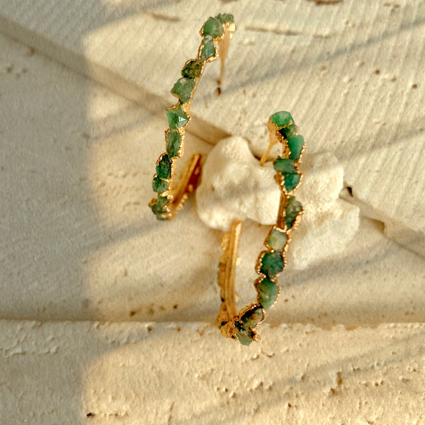 Emerald Hoop Earrings