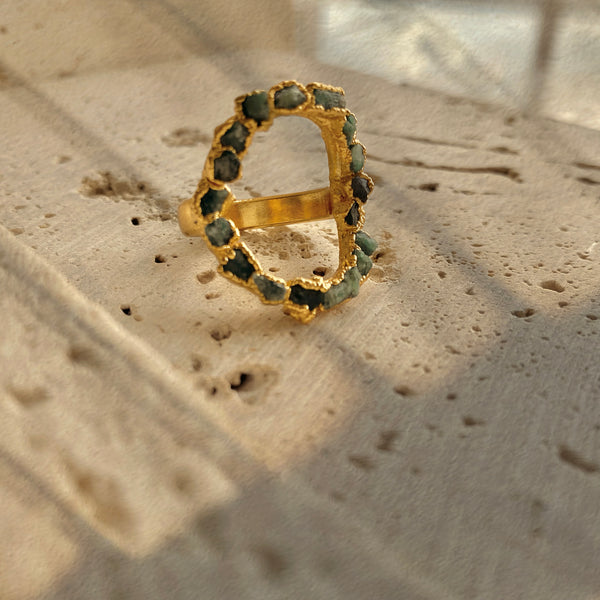 Circle Raw Emerald Ring