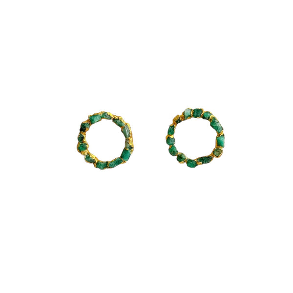 Raw Emerald Mini Hoop Earrings