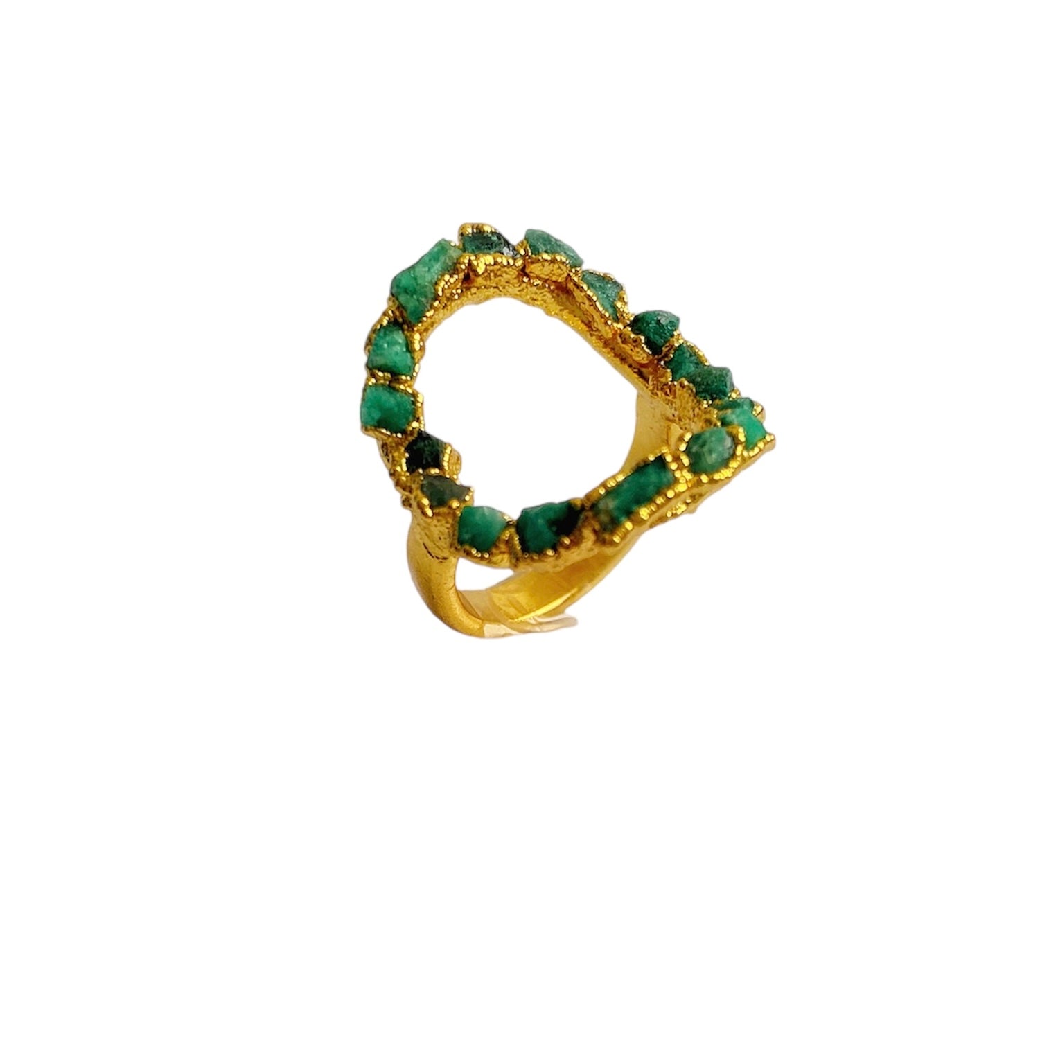 Circle Raw Emerald Ring