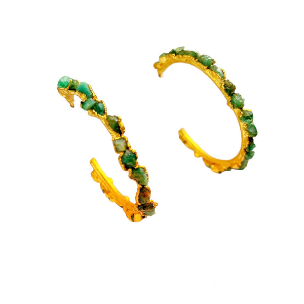 Emerald Hoop Earrings