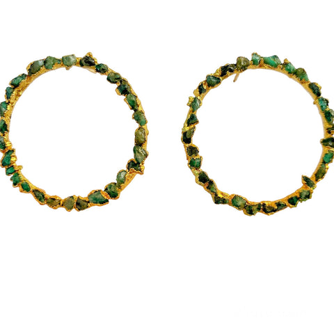 Emerald Circle Hoops