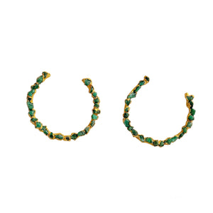 Raw Emerald Hoops