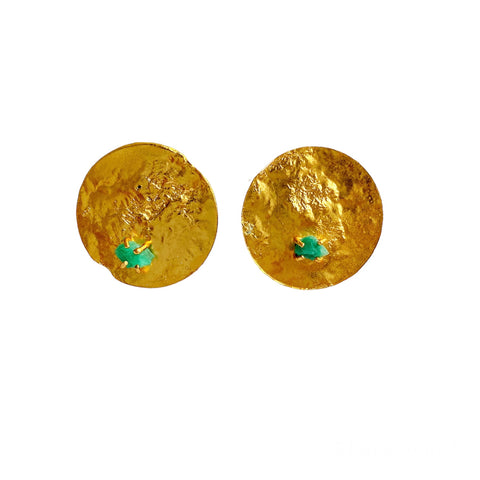 Reticulated Emerald Stud Earrings