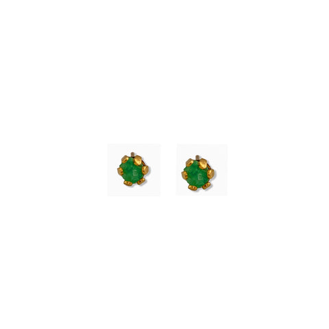 Mini Raw Emerald Earrings