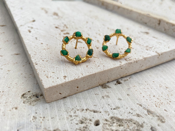 Emerald Mini Hoop Earrings