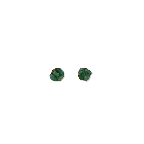 Raw Emerald Dainty Stud Earrings